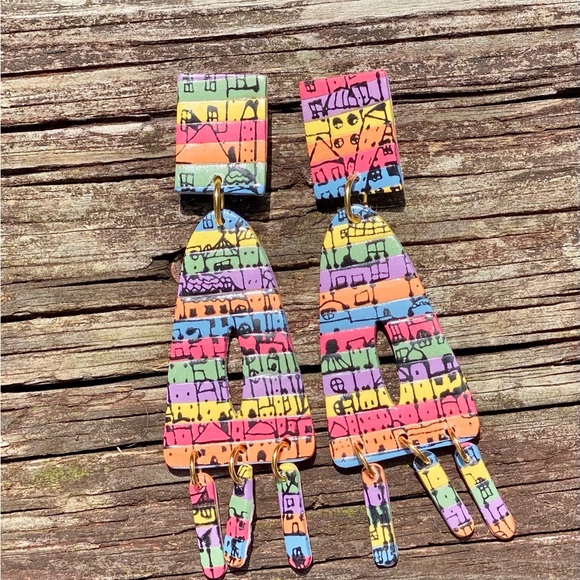 Susie Jewelry - Cutie Town Handcrafted Geometric Dangle Earrings